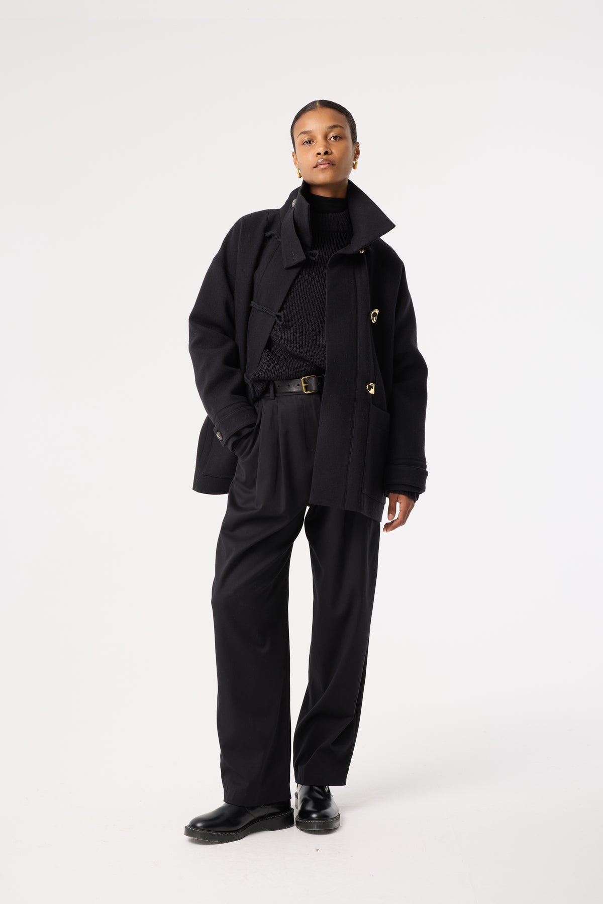 MALIA BLACK WOOL COAT