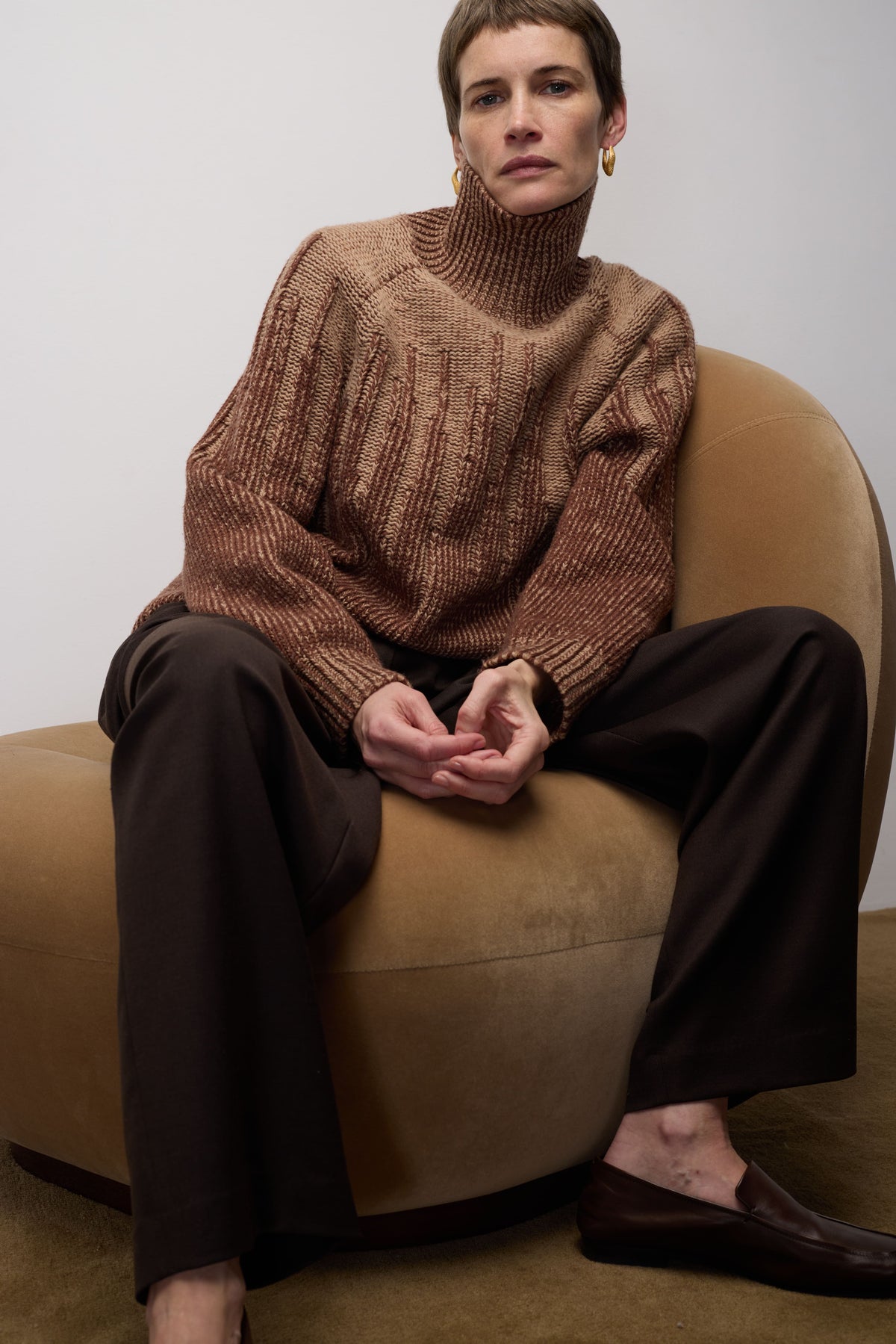 EMERIE BROWN CONTRAST JUMPER