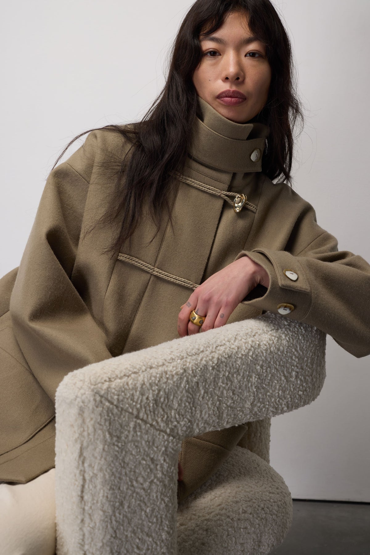 MALIA WARM GREY WOOL COAT