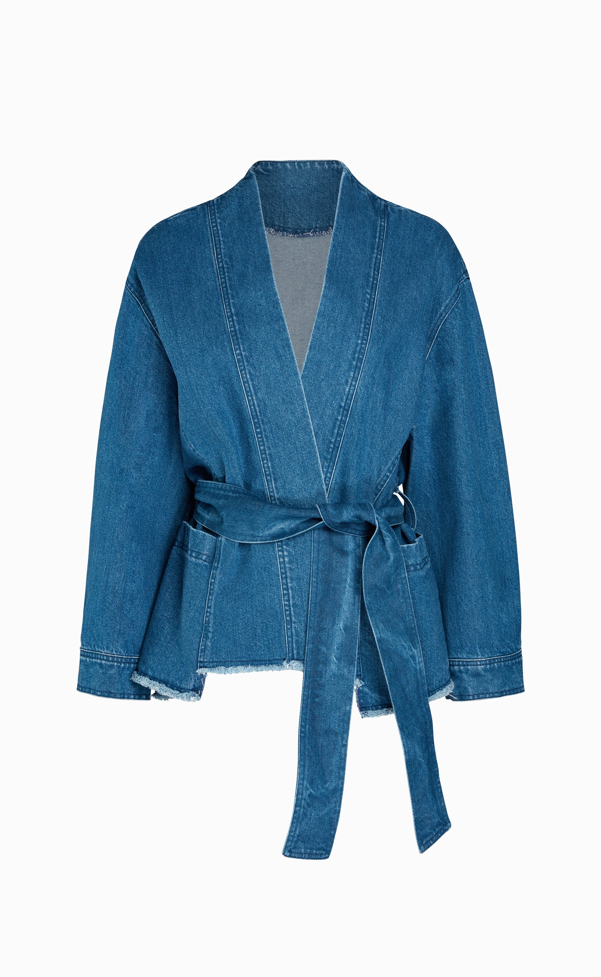 Anala Wrap Blue Denim Jacket | 100% Recycled Cotton Denim | AKYN