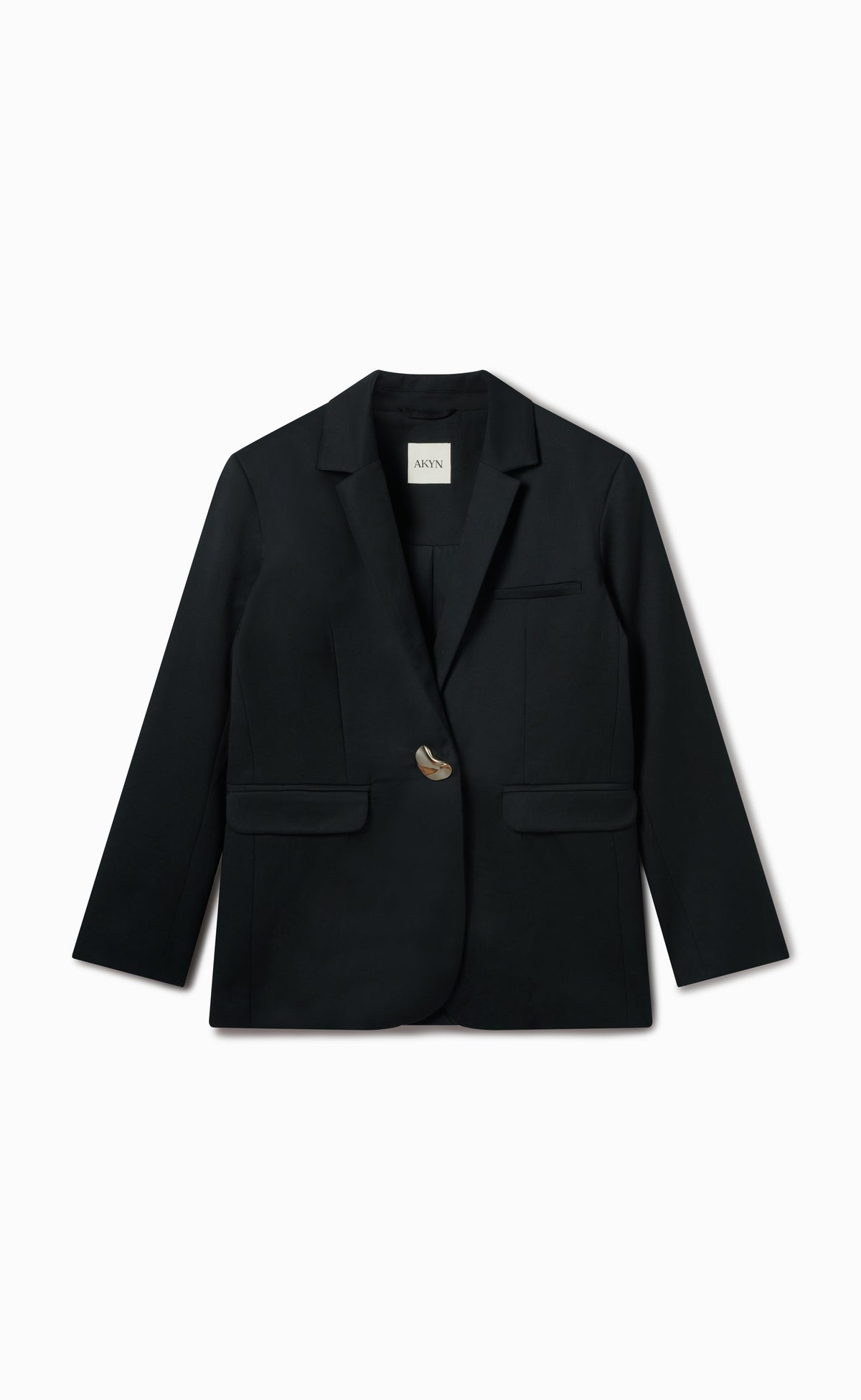 NOOR BLACK WOOL-TENCEL™ JACKET WITH GOLD BUTTON