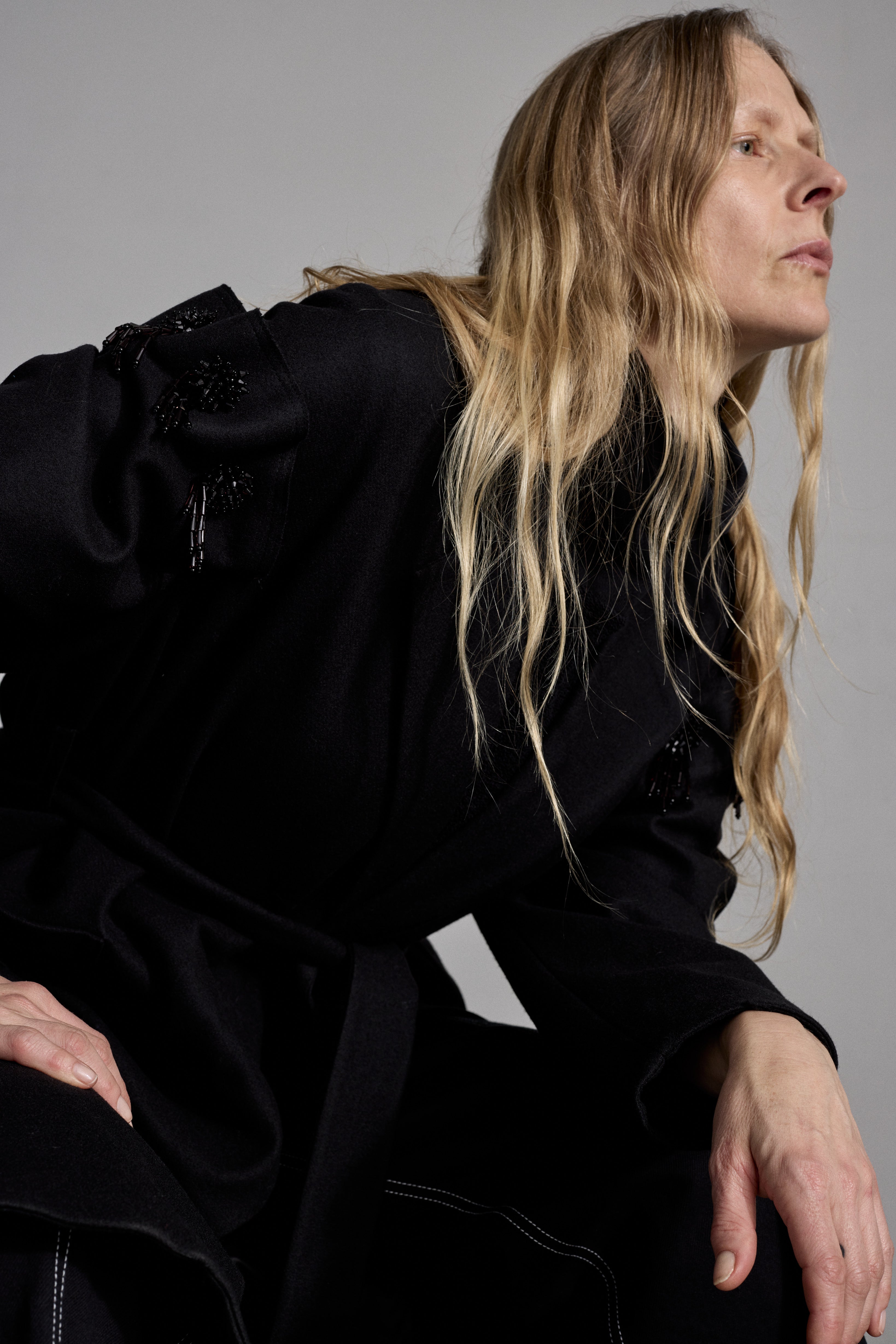 ZARIA BLACK WOOL COAT