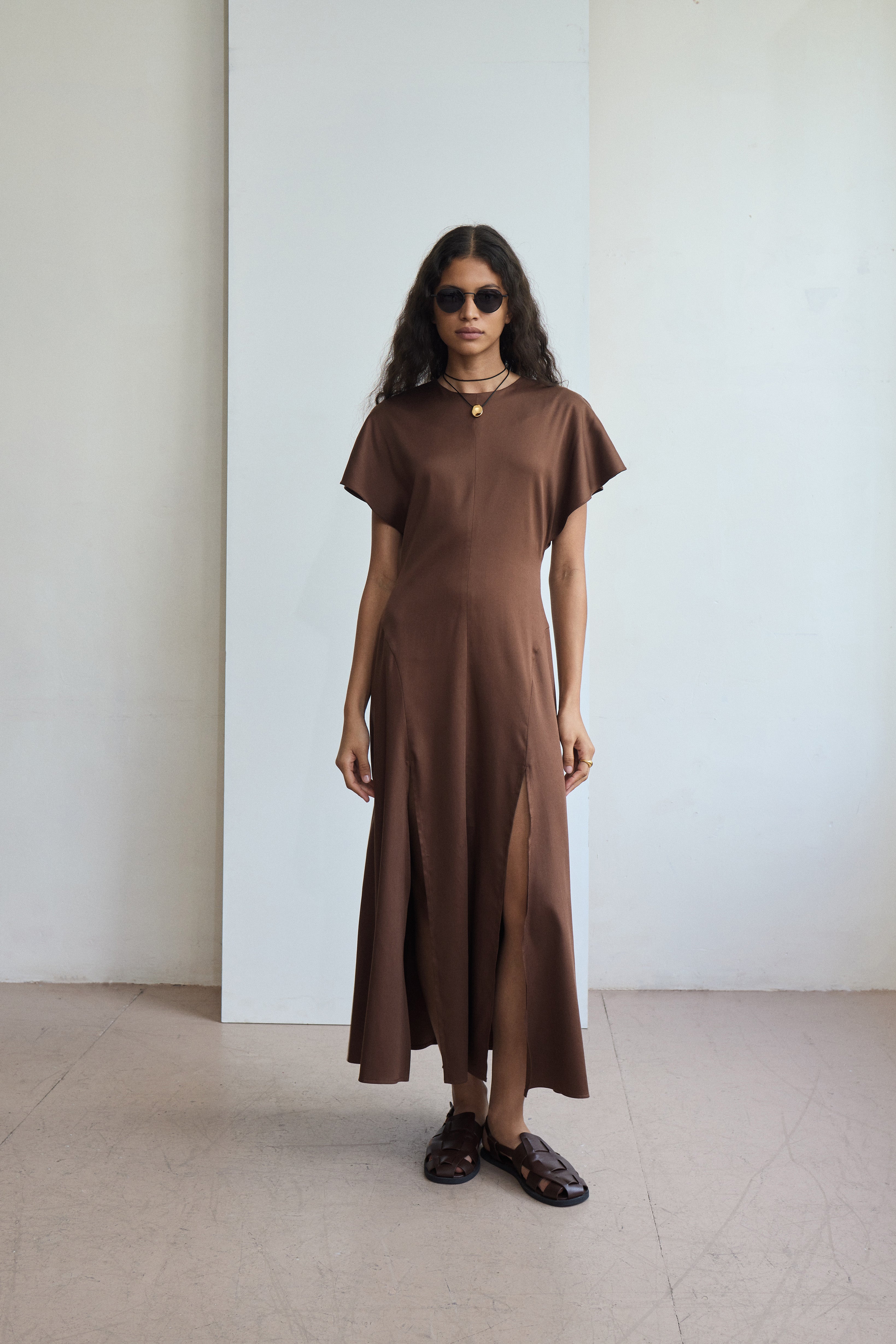 Maisie Brown Dress | Contemporary Occasionwear | AKYN