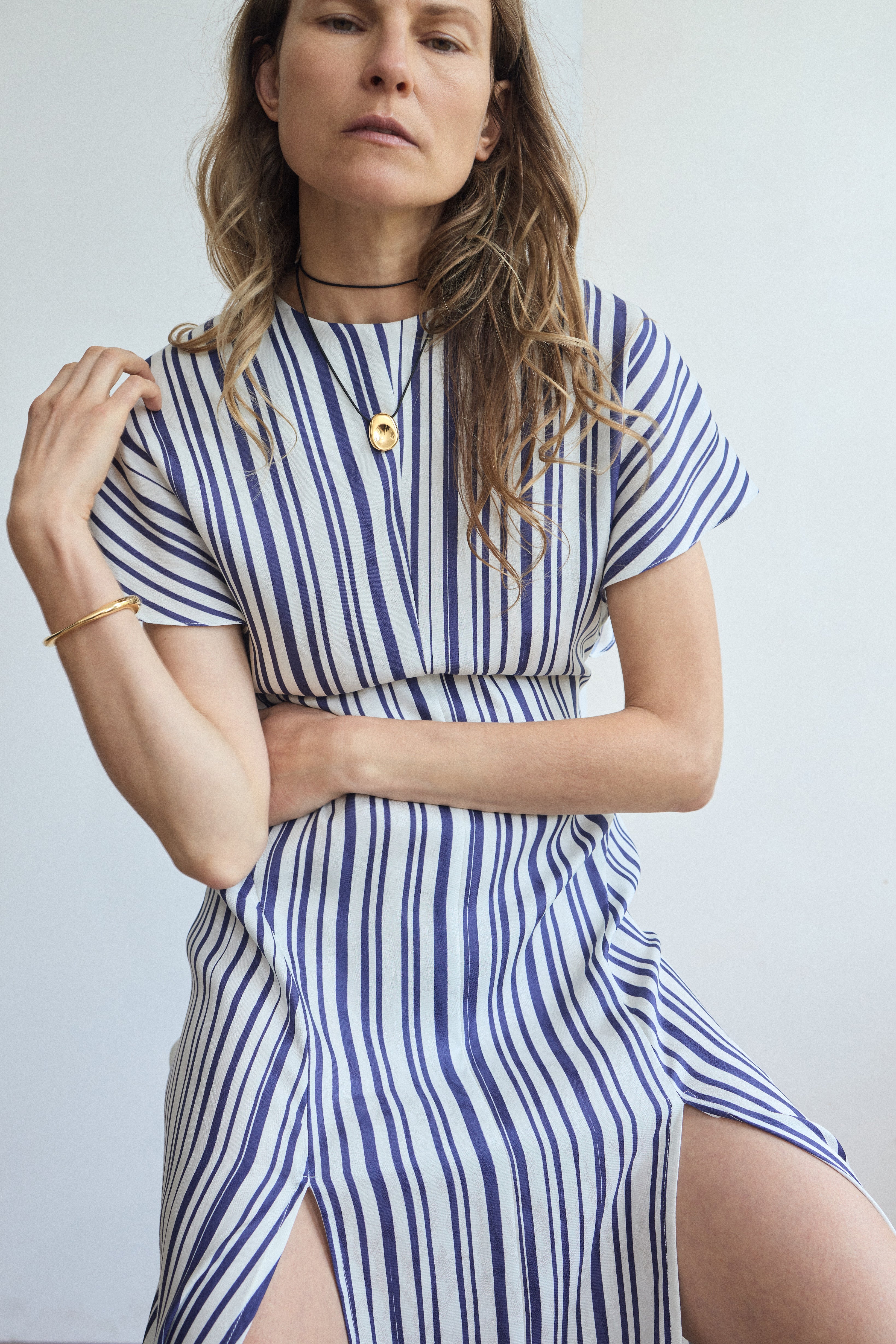 MAISIE NAVY IRREGULAR PRINT DRESS