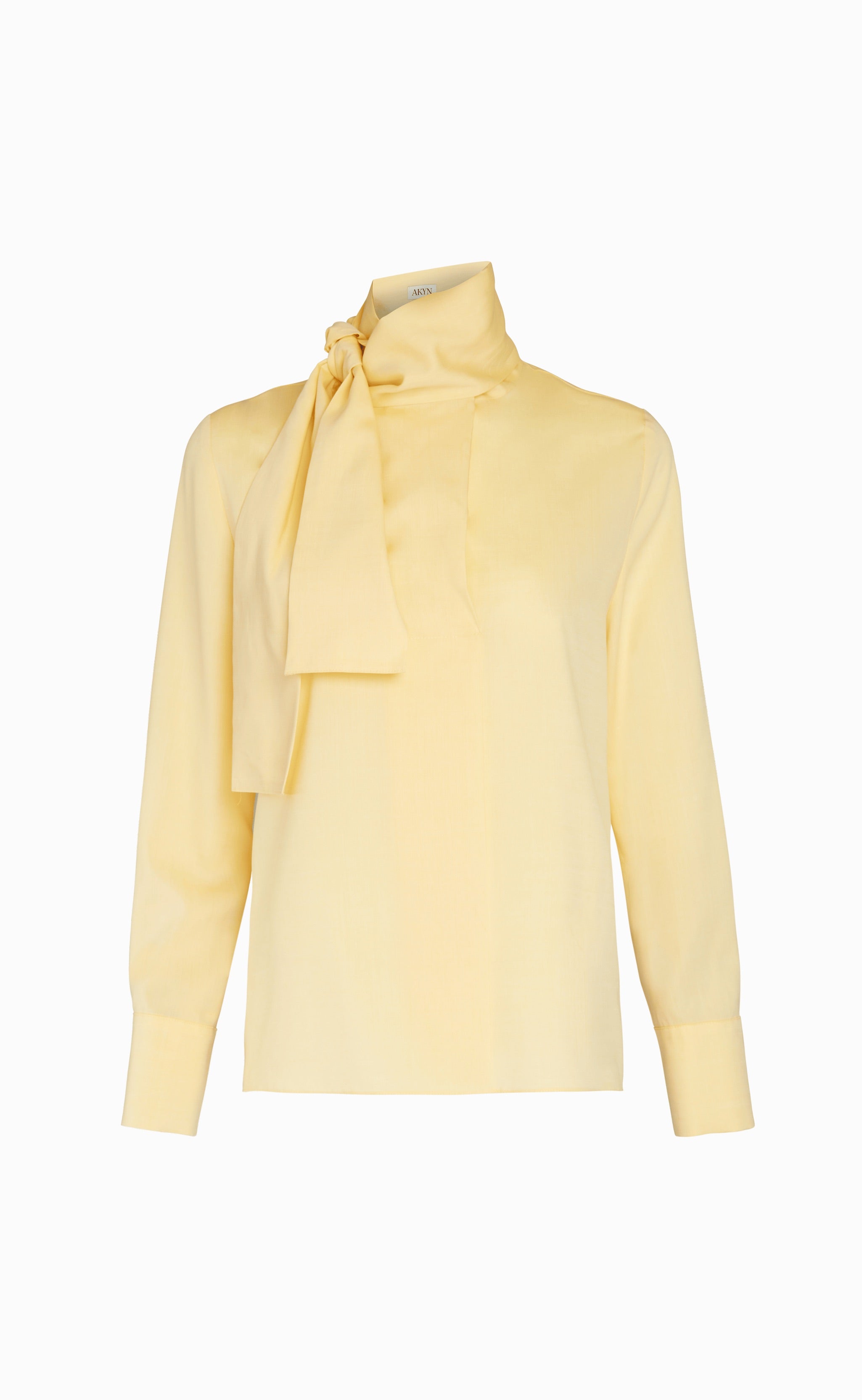 Viola Butter Yellow Blouse Top with Neck Tie | AKYN